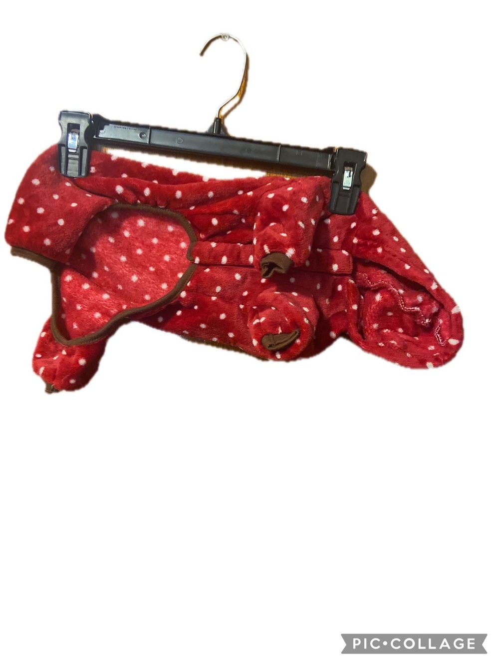 Red Polka Dot Reindeer Plush Dog Hoodie